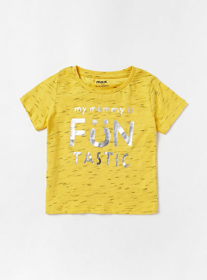 Slogan Foil Print Injected Lurex T-shirt-T-shirts-image-0