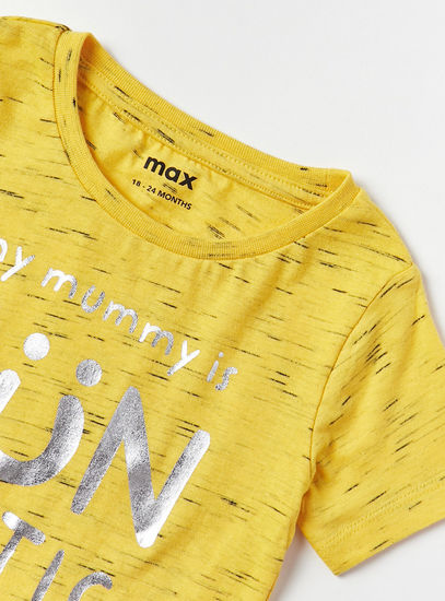 Slogan Foil Print Injected Lurex T-shirt-T-shirts-image-1