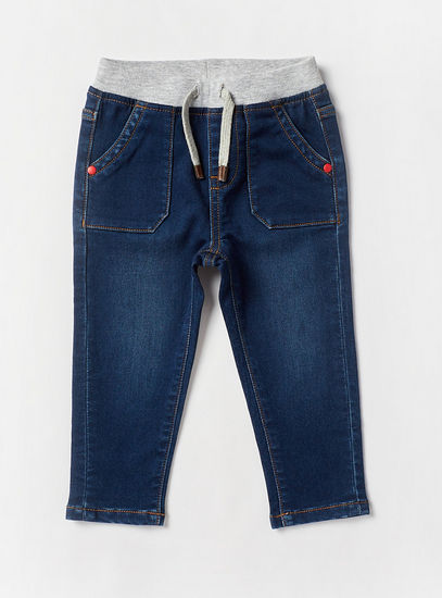 Solid Jeans with Drawstring Closure and Pockets-Jeans-image-0