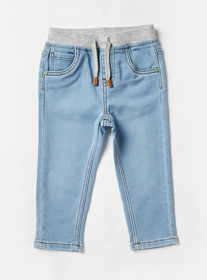 Solid Jeans with Drawstring Closure and Pockets-Jeans-image-0
