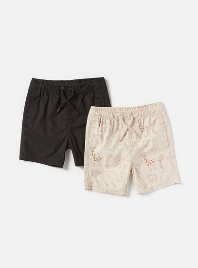 Set of 2 - Assorted Woven Shorts with Drawstring Closure and Pockets-Shorts-image-0