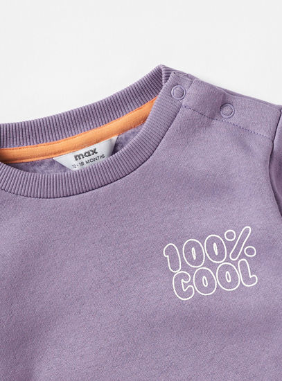 Slogan Print Crew Neck Sweatshirt with Long Sleeves-Hoodies & Sweatshirts-image-1