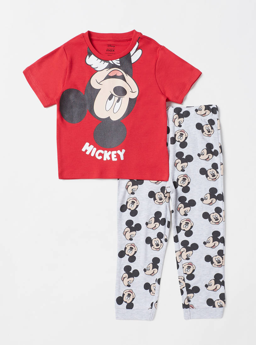 Mickey Mouse Print Pyjama Set-Pyjama Sets-image-0