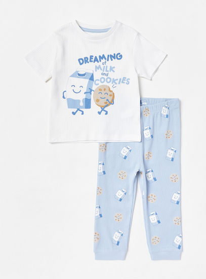 Graphic Print Cotton Pyjama Set-Pyjama Sets-image-0