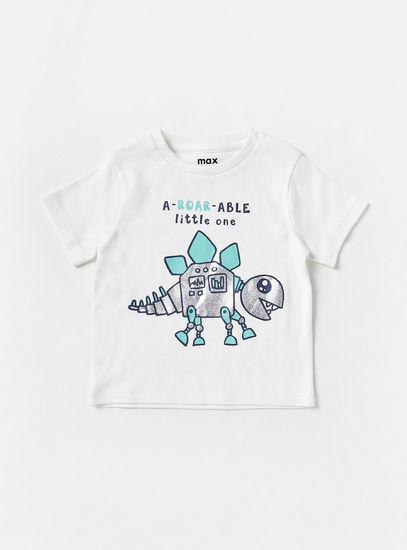 Dinosaur Graphic Foil Print Cotton Pyjama Set-Pyjama Sets-image-1