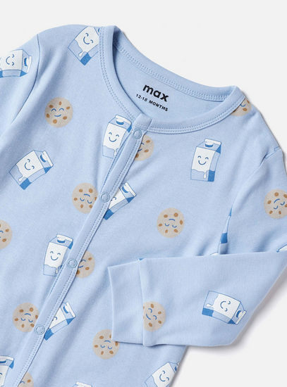 All-Over Milk and Cookie Print Sleepsuit