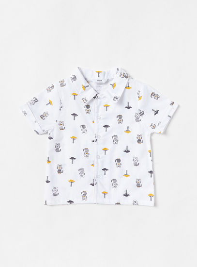 All-Over Animal Print Shirt and Shorts Set