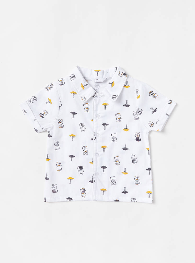 All-Over Animal Print Shirt and Shorts Set-Pyjama Sets-image-1