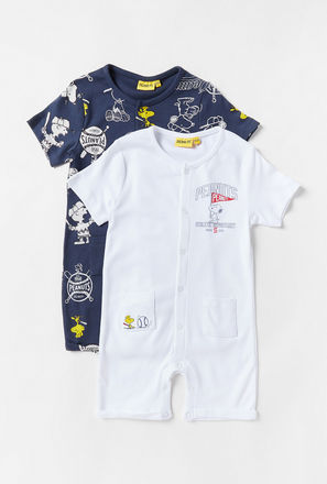Pack of 2 - Snoopy Print Romper with Button Closure-mxkids-babyboyzerototwoyrs-clothing-rompersandjumpsuits-rompers-2