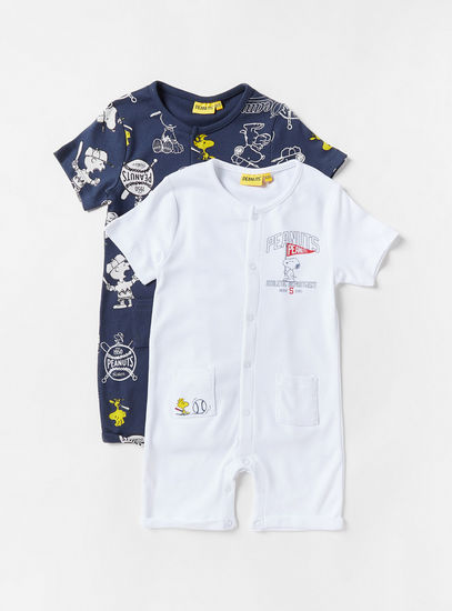 Pack of 2 - Snoopy Print Romper with Button Closure