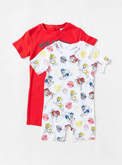 Pack of 2 - Paw Patrol Print Romper with Button Closure