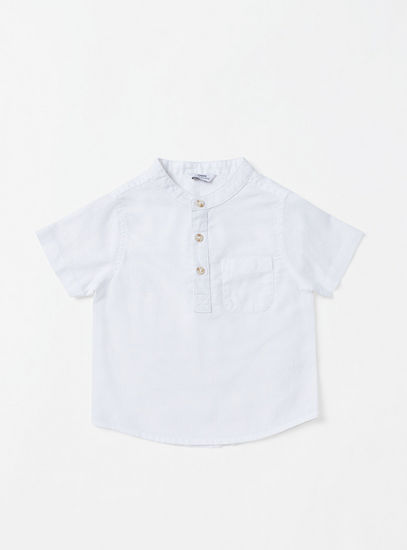 قميص سادة بياقة ماندارين-الأولاد الرضّع (0-2 سنة)-image-0