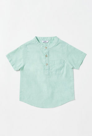 Plain Shirt with Mandarin Collar