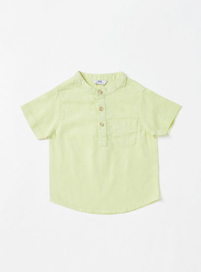 Plain Shirt with Mandarin Collar-Shirts-image-0
