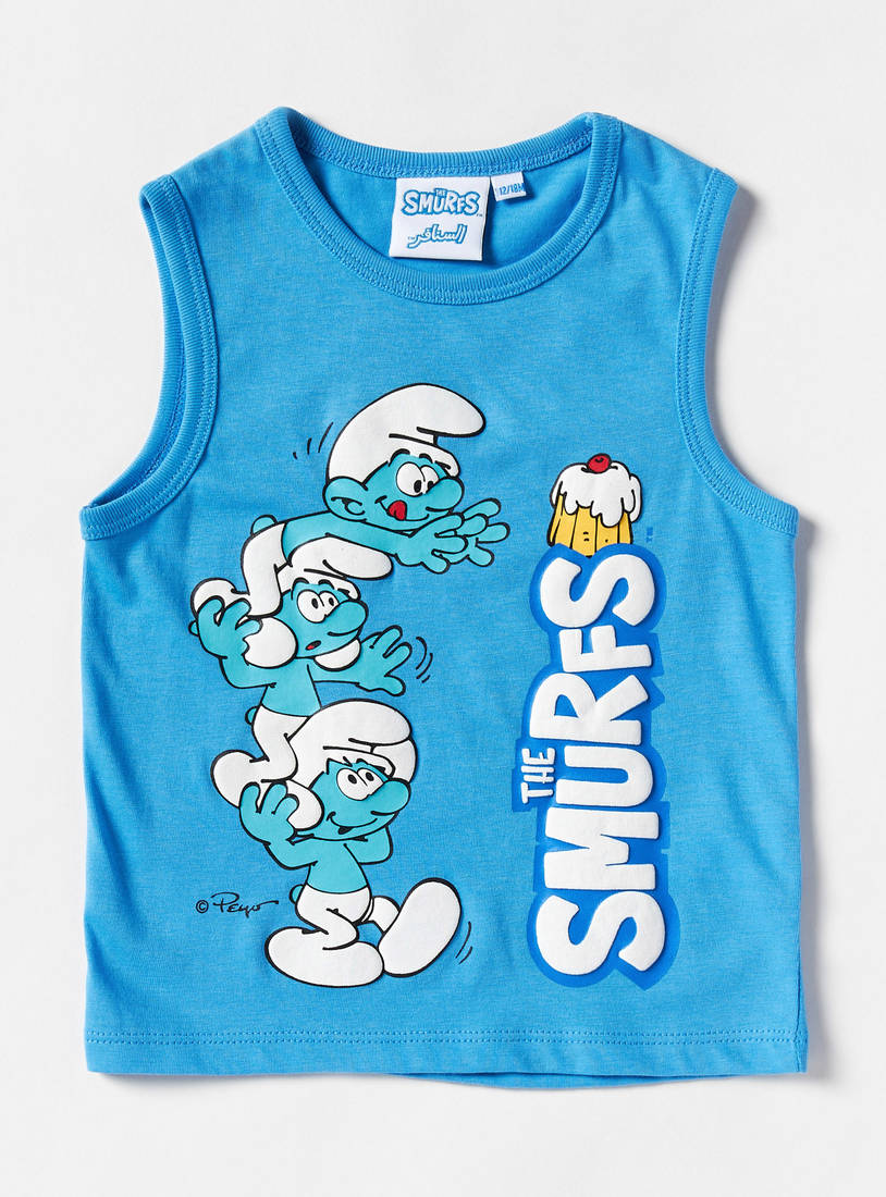 Pack of 2 - Smurfs Graphic Print Sleeveless T-shirt-Tops & T-shirts-image-1