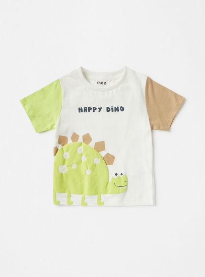 Dinosaur Print T-shirt with Shorts and Vest-Sets & Outfits-image-1