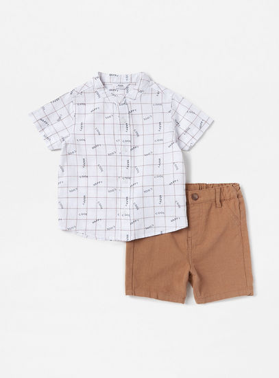Checked Shirt and Shorts Set-Sets & Outfits-image-0