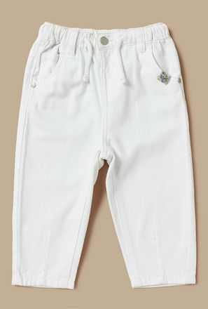Plain Twill Denim Pants with Drawstring Closure-mxkids-babyboyzerototwoyrs-clothing-bottoms-pants-1