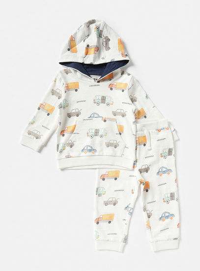 All-Over Car Print Hooded Sweatshirt and Joggers Set