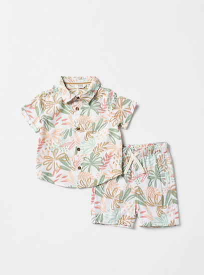 All-Over Floral Print Shirt and Shorts Set-Sets & Outfits-image-0