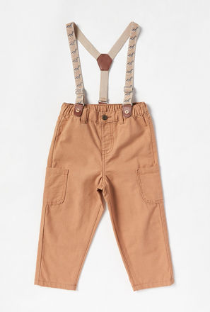 Plain Full Length Pants with Suspenders