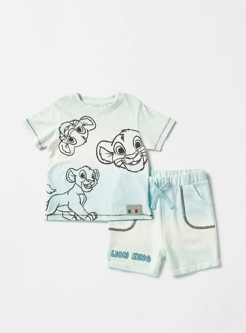 Lion King Dip Dye Print T-shirt and Shorts Set-Sets & Outfits-image-0