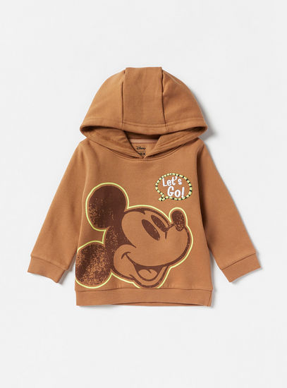 Mickey Mouse Print Hooded Sweatshirt with Long Sleeves-Hoodies & Sweatshirts-image-0