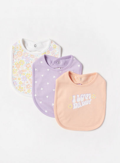 Pack of 3 - Printed Bib with Snap Button Closure-Sets & Outfits-image-0