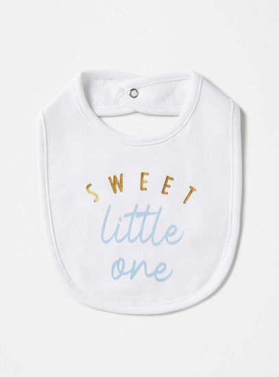 Pack of 3 - Slogan Foil Print Cotton Bib with Snap Button Closure-Sets & Outfits-image-1