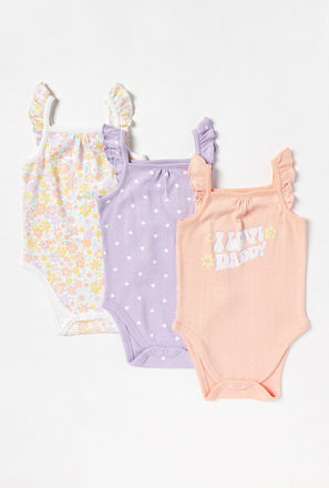 Pack of 3 - Printed Bodysuit with Ruffle Detail