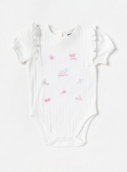 Pack of 2 - Embroidered Bodysuit with Ruffle Detail