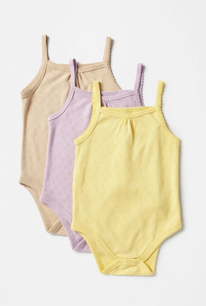 Pack of 3 - Textured Pointelle Bodysuit with Straps