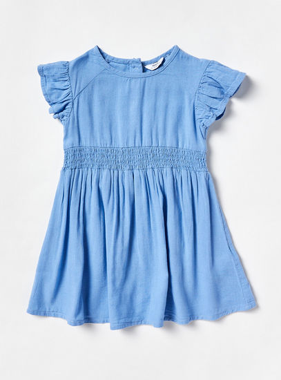 Plain Dress with Ruffled Sleeves-Casual Dresses-image-0