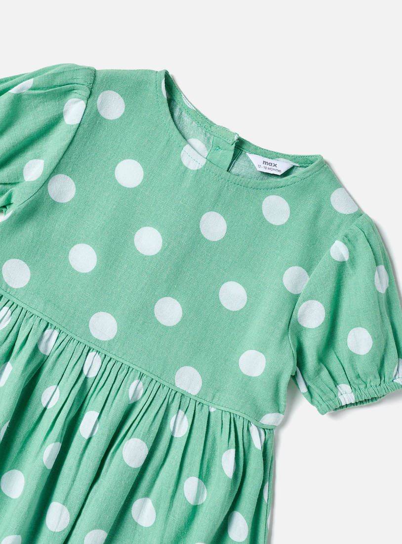 All-Over Polka Dot Print Dress-Casual Dresses-image-1