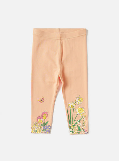 Floral Print Leggings with Elasticated Waistband