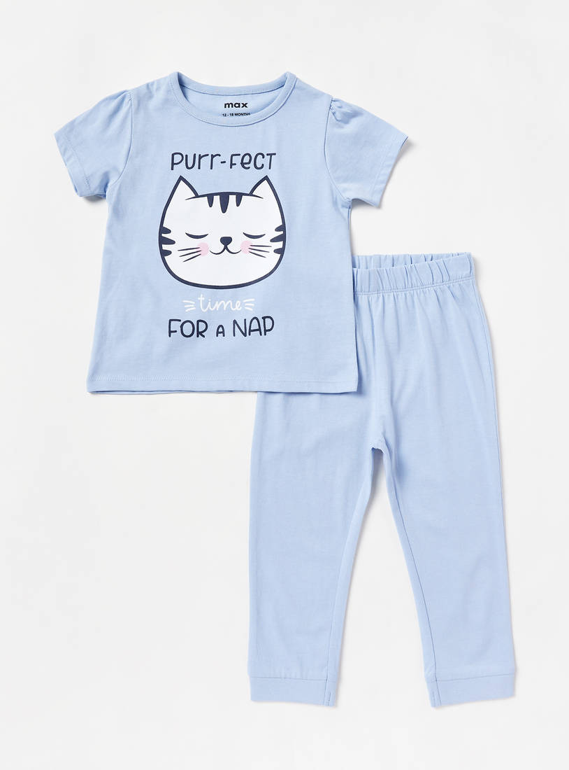 Pack of 2 - Printed Cotton Pyjama Set-Pyjama Sets-image-1