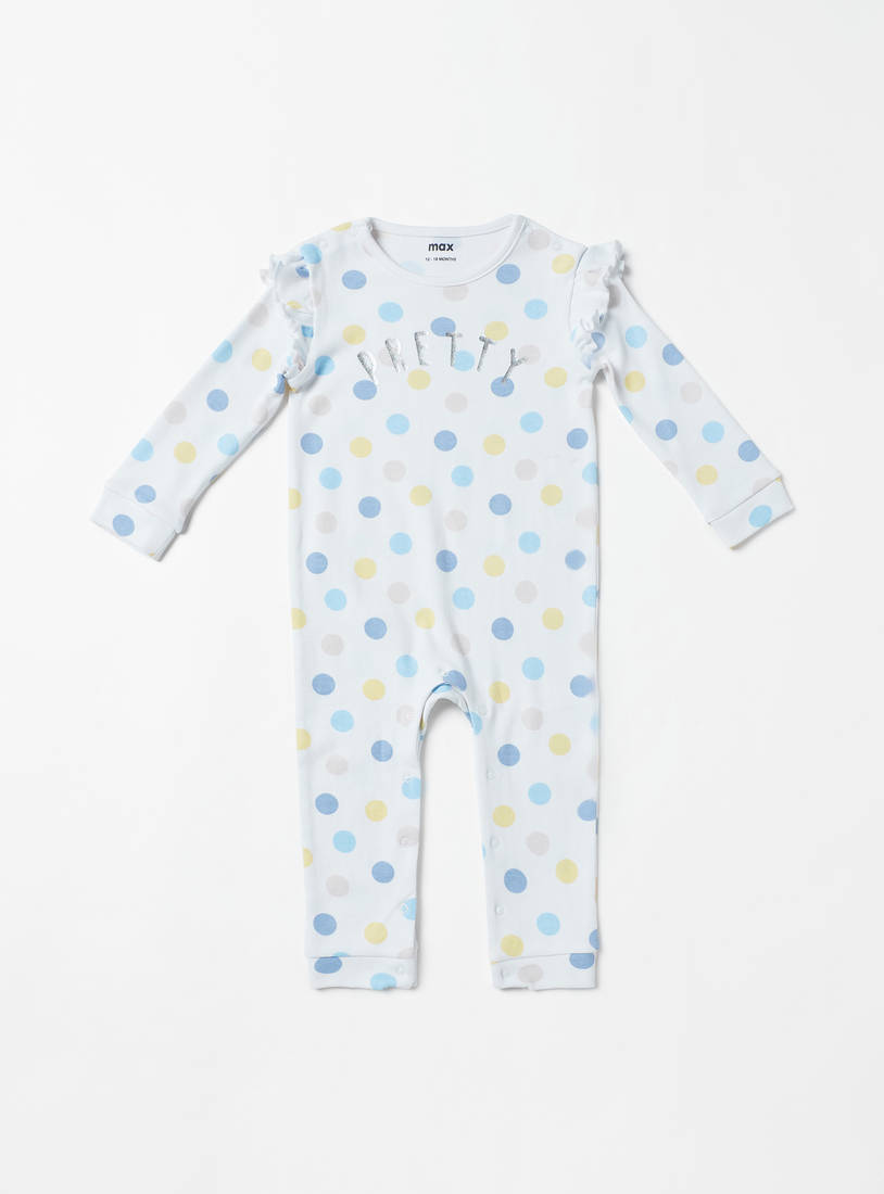 All-Over Polka Dots Print Sleepsuit with Ruffles-Sleepsuits-image-0