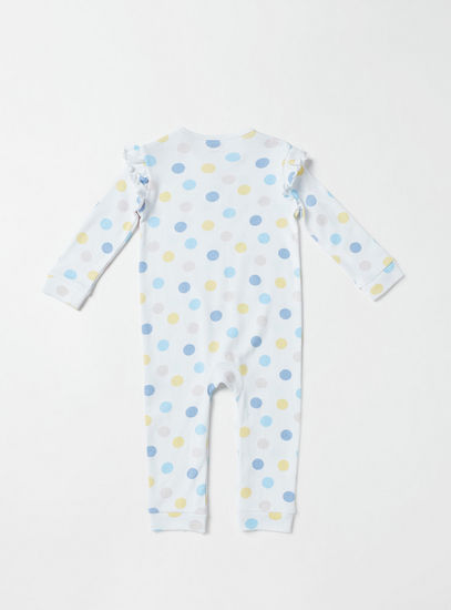 All-Over Polka Dots Print Sleepsuit with Ruffles-Sleepsuits-image-1