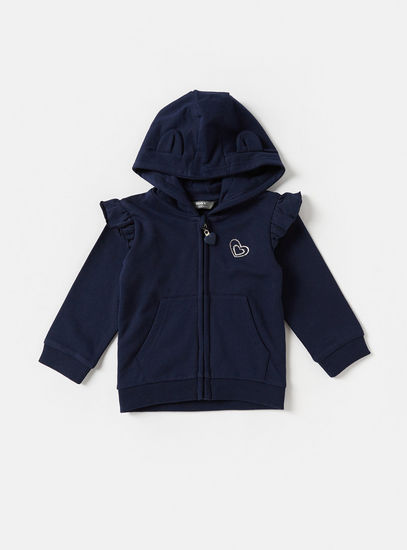 Solid Zip-Through Jacket with Hood and Pockets
