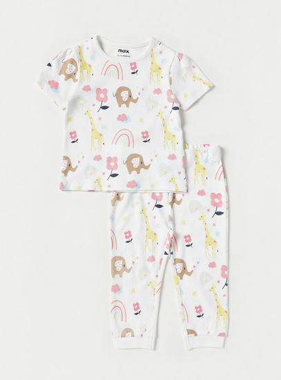 Elephant Print Cotton Pyjama Set-Pyjama Sets-image-0