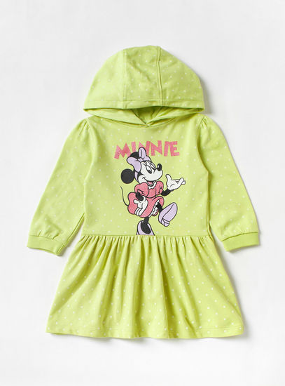 Minnie Mouse Print Hooded Dress with Long Sleeves-Casual Dresses-image-0
