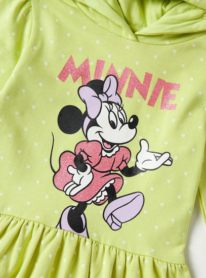 Minnie Mouse Print Hooded Dress with Long Sleeves-Casual Dresses-image-1