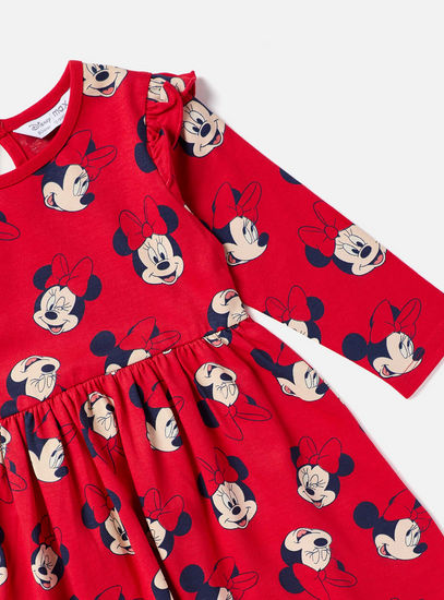 All-Over Minnie Mouse Print Dress with Ruffle Detail-Dresses-image-1