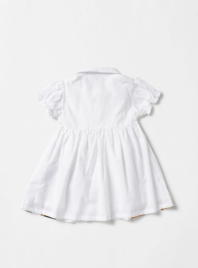 فستان قميص قطن بطول الركبة بطبعات جليتر ميني ماوس وديزي دك-فساتين المناسبات-image-1