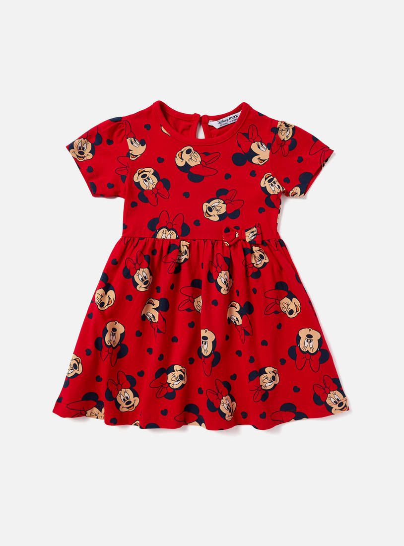 All-Over Minnie Mouse Print Knee Length A-line Dress-Casual Dresses-image-0