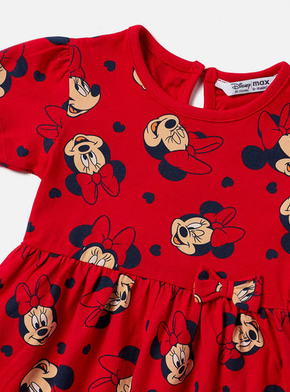 All-Over Minnie Mouse Print Knee Length A-line Dress-Casual Dresses-image-1