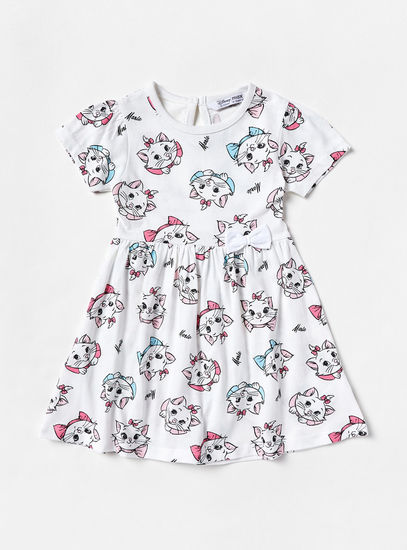 All-Over Marie Print Dress with Bow Accent