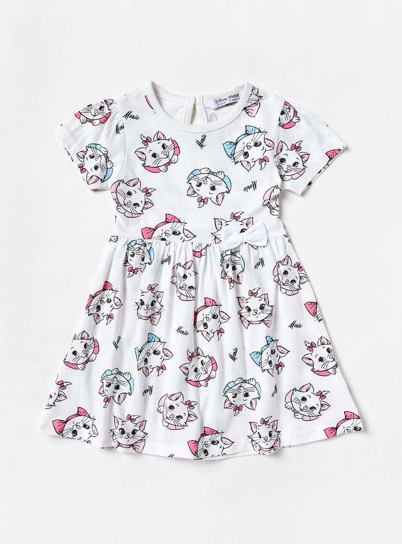 All-Over Marie Print Dress with Bow Accent-Casual Dresses-image-0