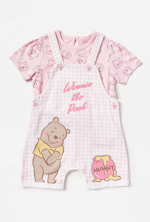 Winnie the Pooh Print Dungaree and T-shirt Set