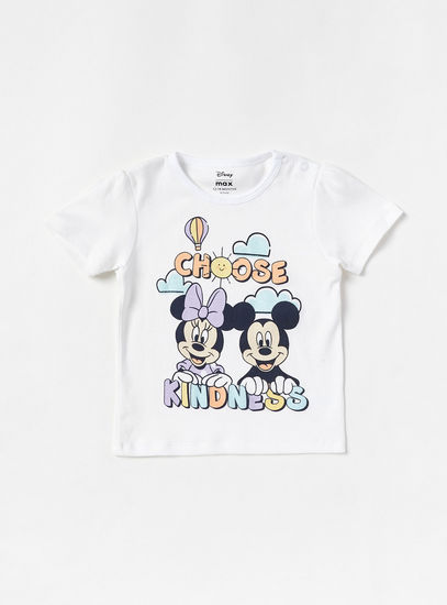 Minnie and Mickey Mouse Print Cotton Pyjama Set-Pyjama Sets-image-1